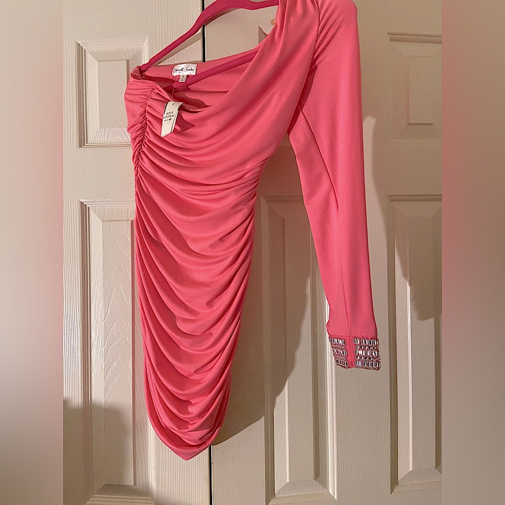 Pink mini One shoulder cocktail dress